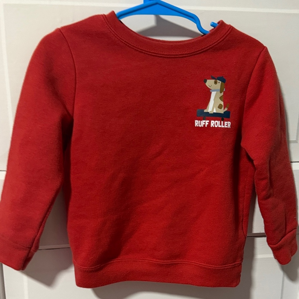 Garanimals Red Crewneck Sweatshirt with 'Ruff Roller' Dog Graphic